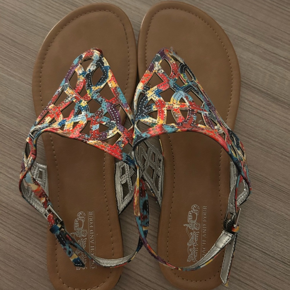 Coach and Four multi color adjustable sandals